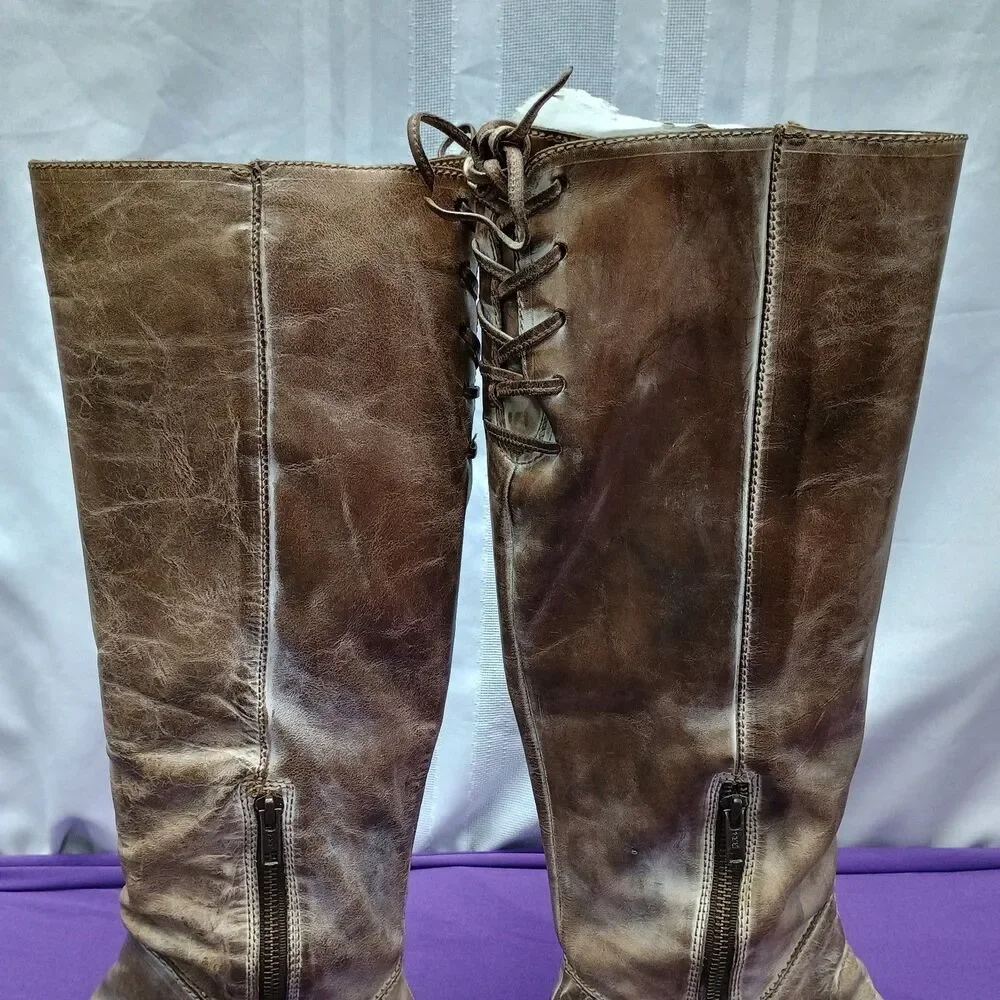 Corral Urban Chocolate Taupe Lace Tall Boots P5036 Ladies size 8.5M   Used W/Box